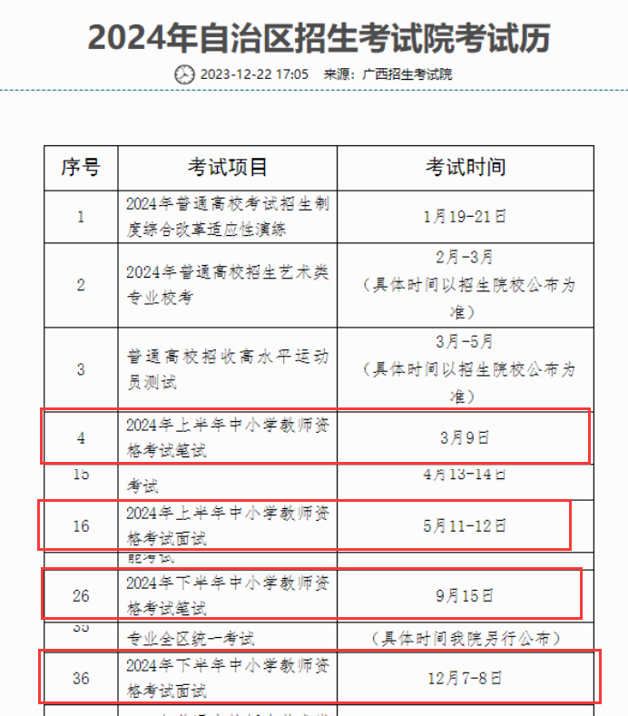 官方公布：2024年教师资格证(笔试+面试)考试时间安排插图