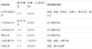 2024年中外合作办学留学院校学费一览表-小默在职场